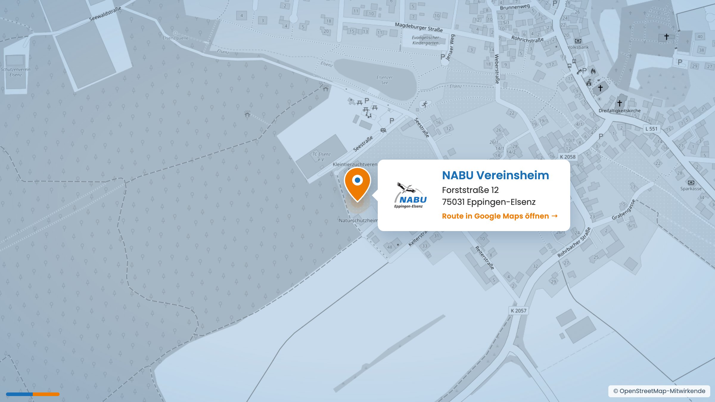 Karte: NABU Vereinsheim, 75031 Eppingen-Elsenz , Forststraße 12